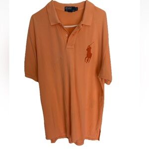 Polo Ralph Lauren Men's Shirt XL Orange Big Pony Number 3 Short Sleeve
